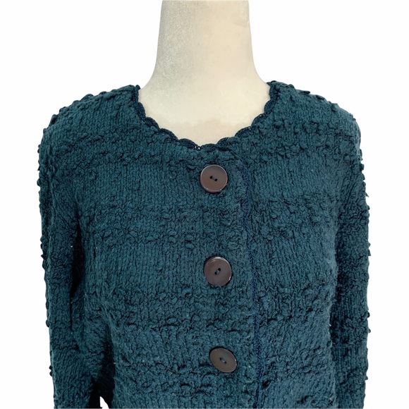 VINTAGEđź’™Jana Turquoise Button Up Sweater Cardigan Size Medium - Picture 2 of 9